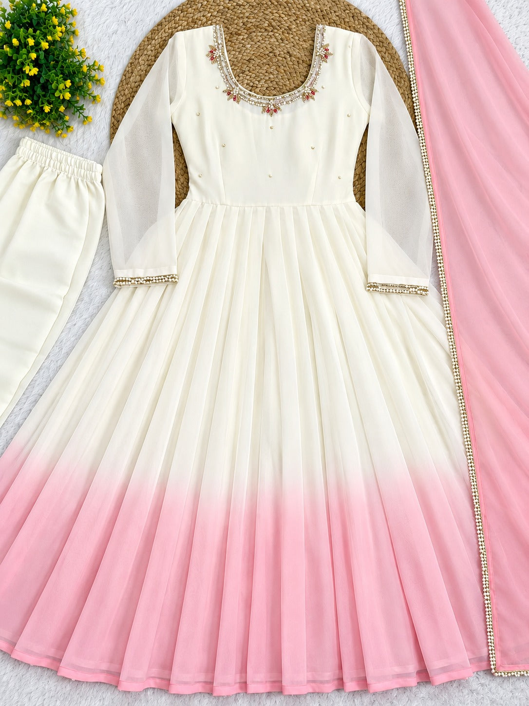 soft pink nd white blend