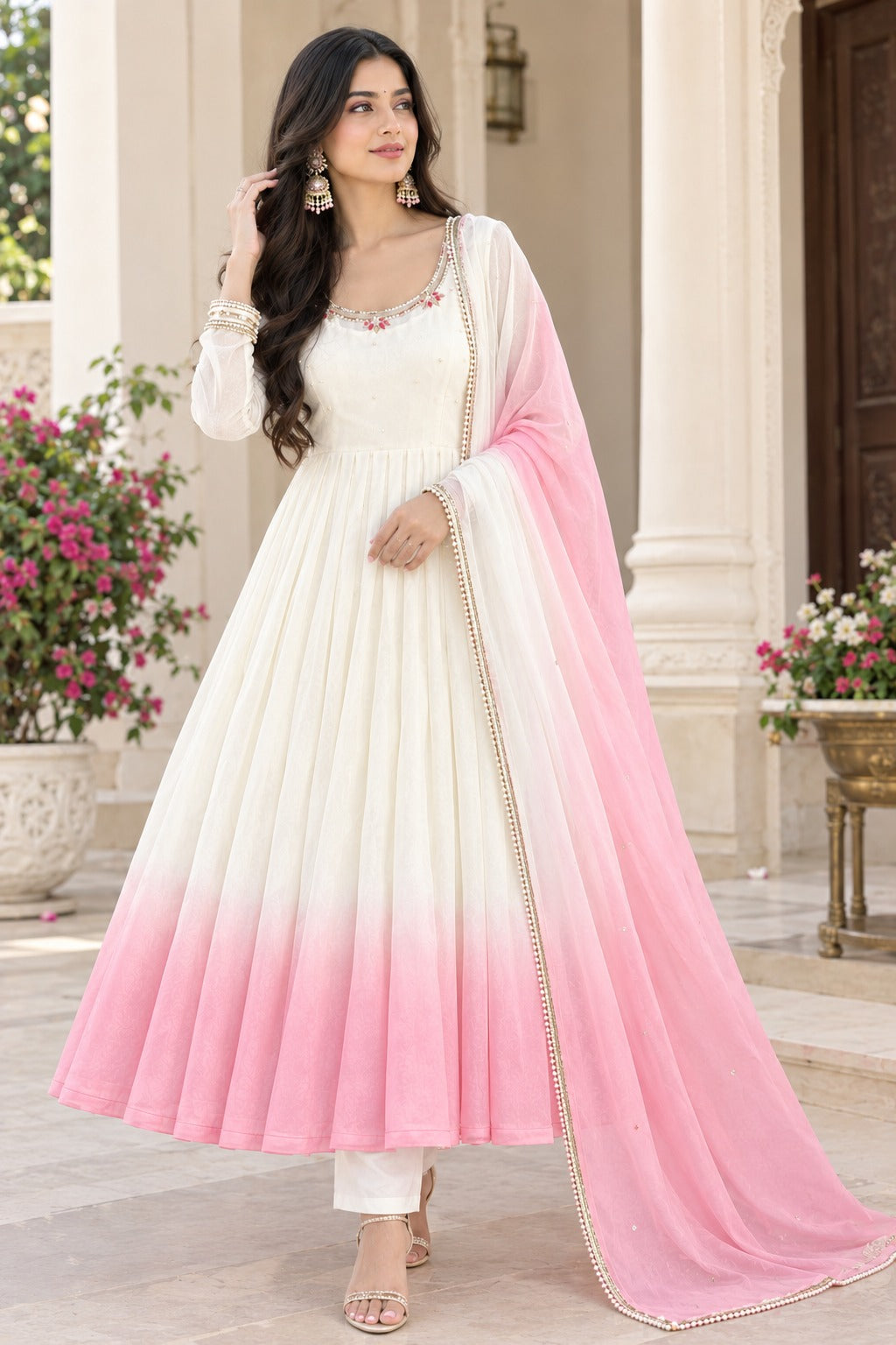 soft pink nd white blend