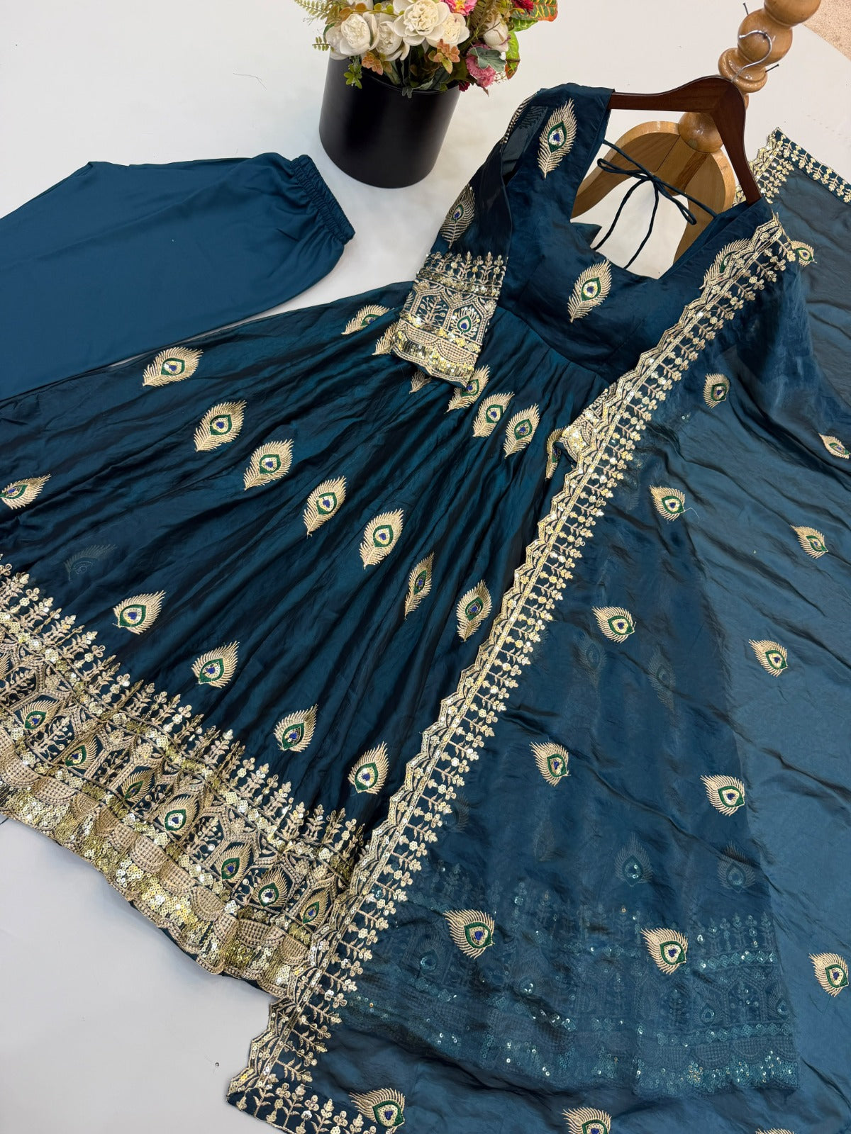 Peacock feather dress