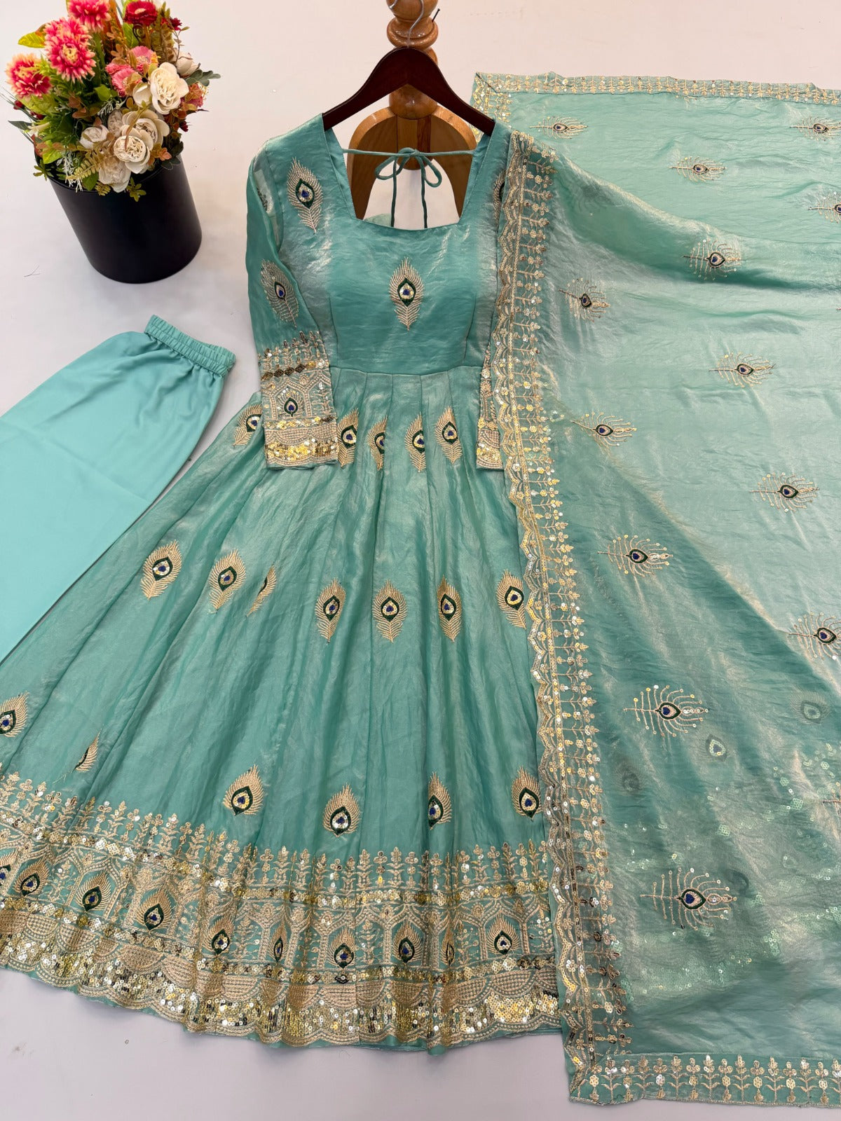 Peacock feather dress