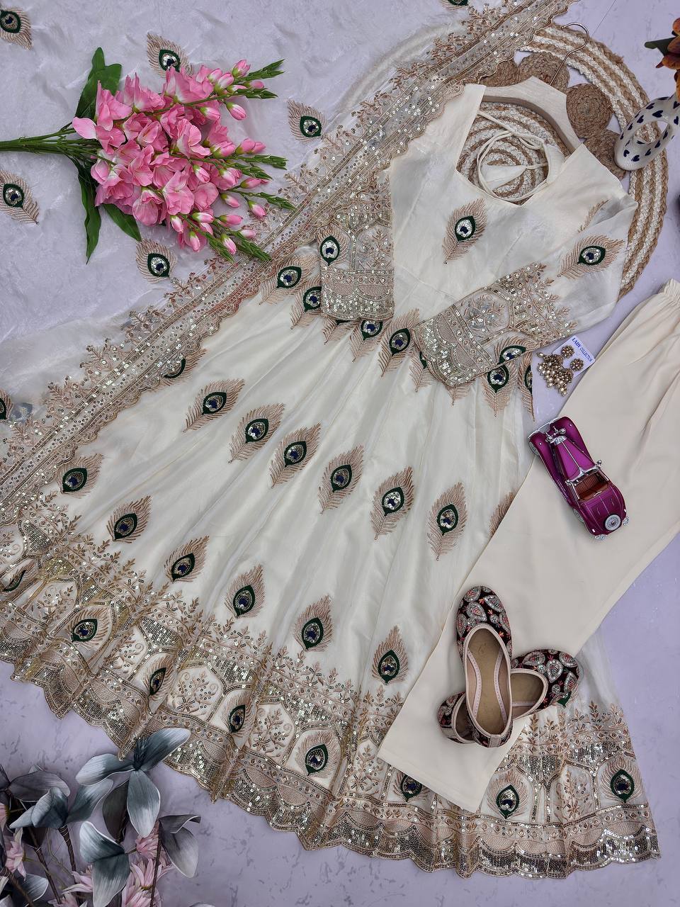 Peacock feather dress
