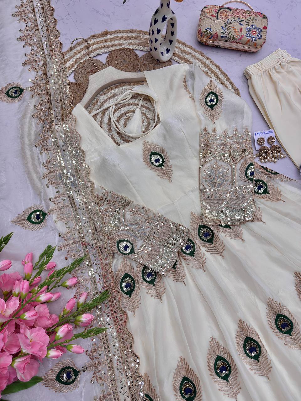 Peacock feather dress