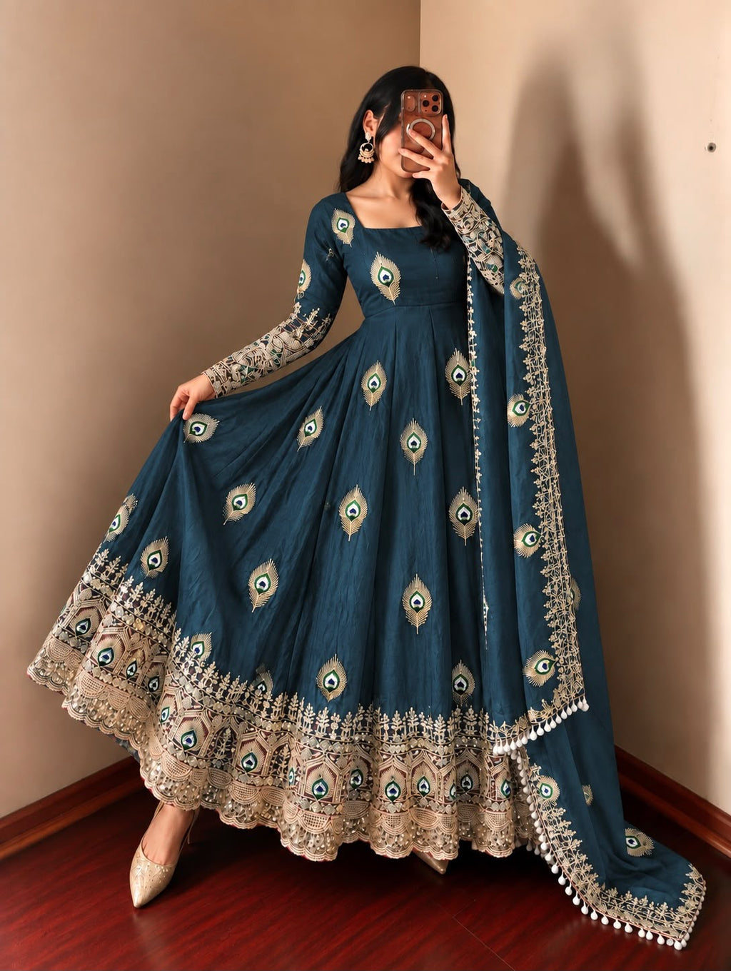 Peacock feather dress