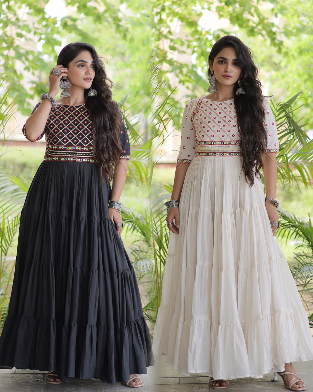 Rang Riwaaz — 12M Kora Cotton Mirror Work Gown
