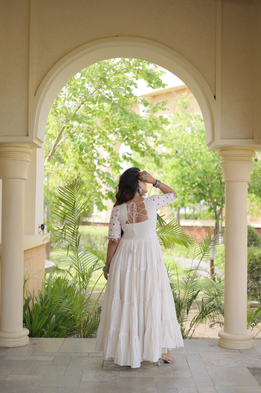 Rang Riwaaz — 12M Kora Cotton Mirror Work Gown