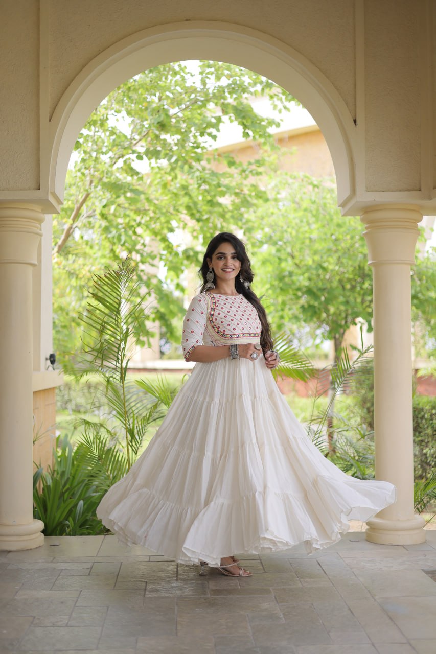 Rang Riwaaz — 12M Kora Cotton Mirror Work Gown