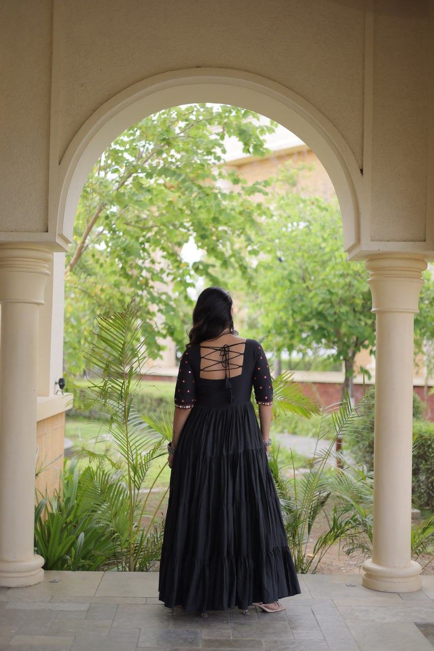 Rang Riwaaz — 12M Kora Cotton Mirror Work Gown