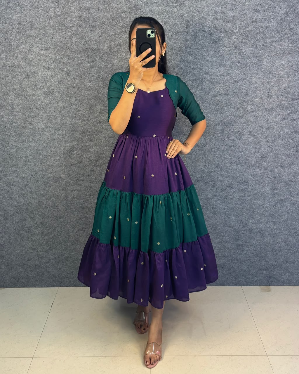 vichithra scallop gown