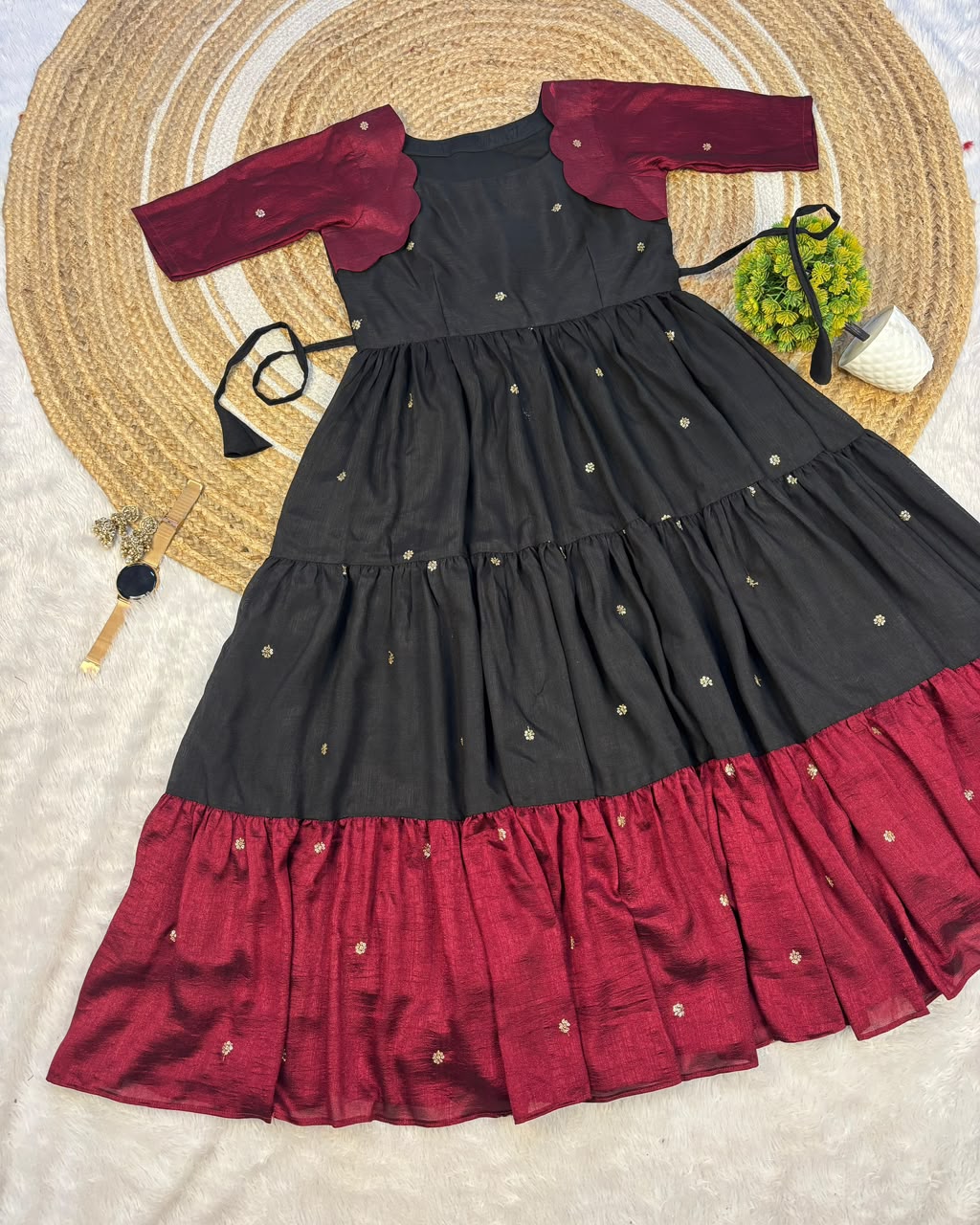vichithra scallop gown