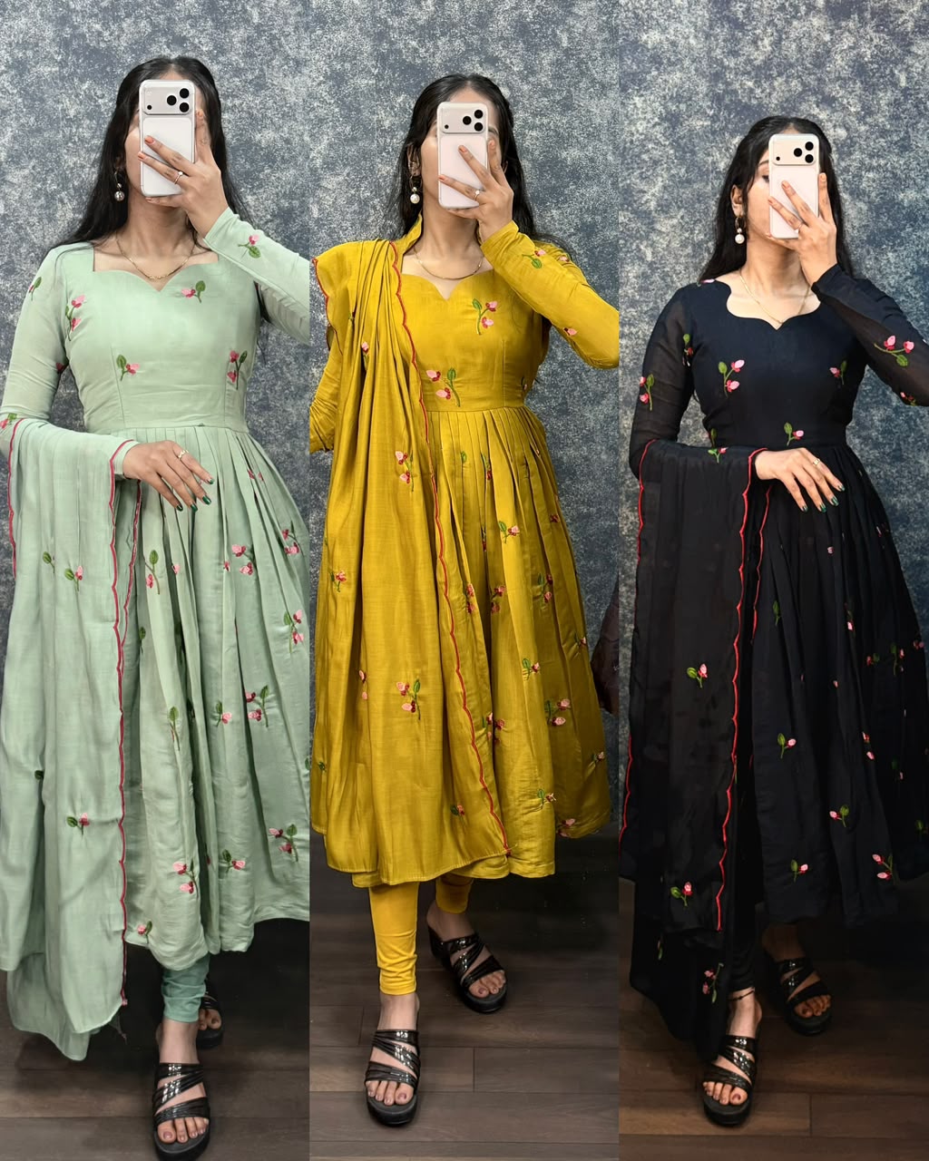 mul chanderi anarkali