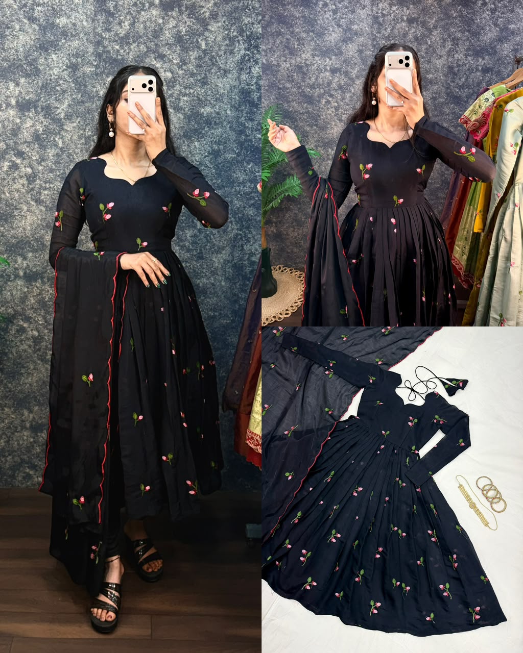 mul chanderi anarkali