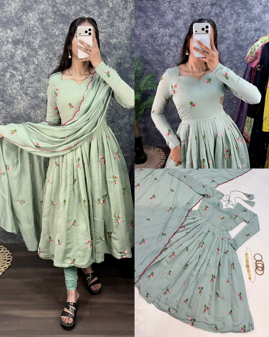 mul chanderi anarkali