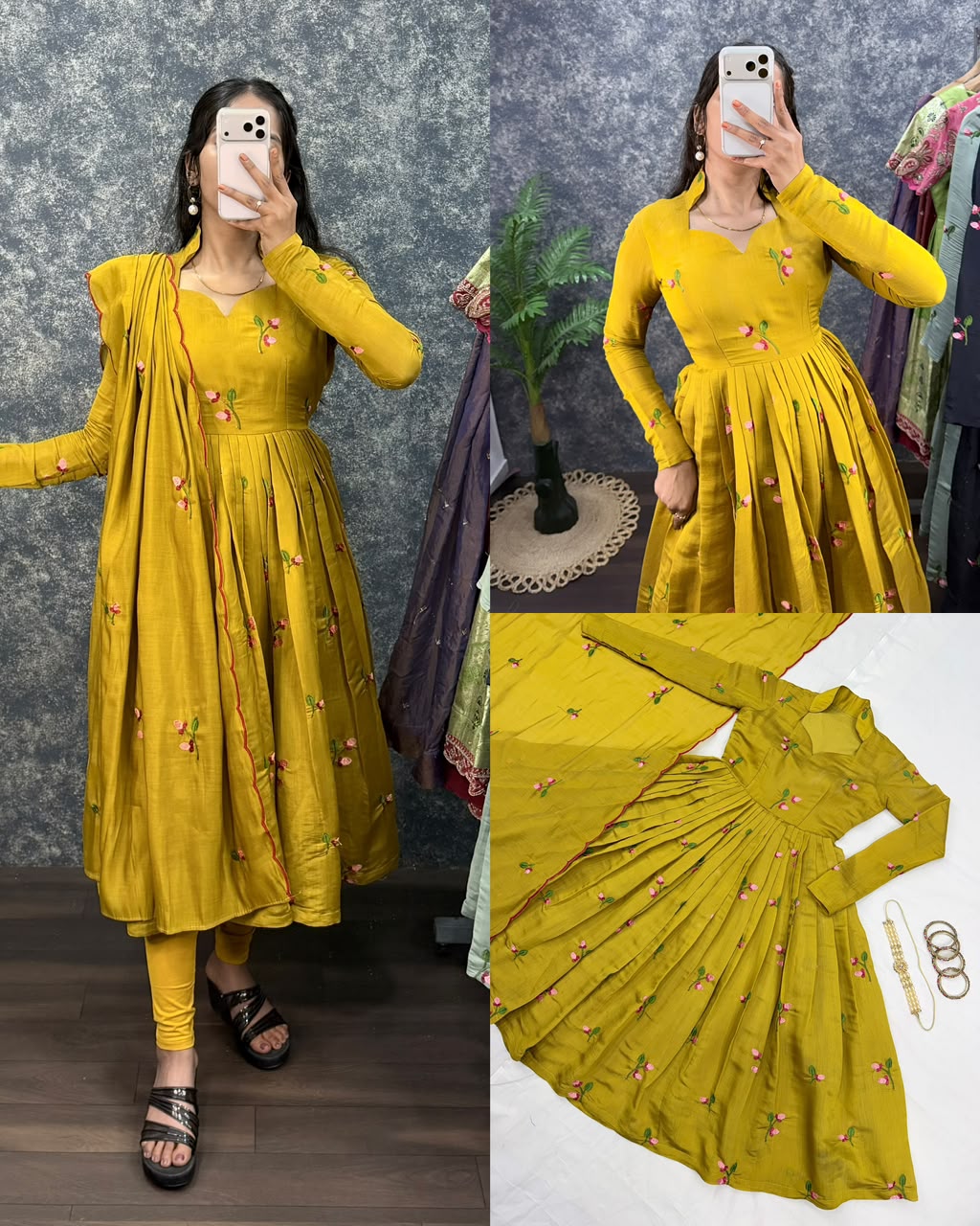 mul chanderi anarkali